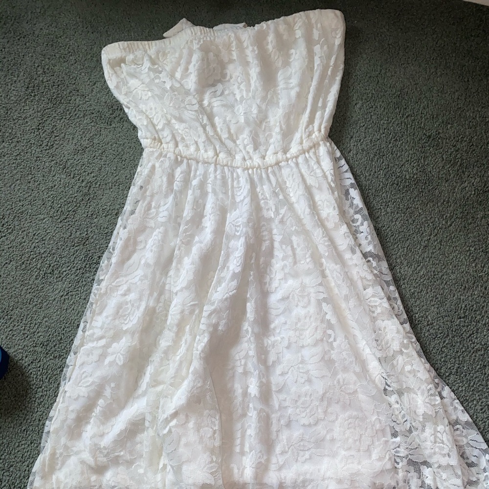 Hollister White Lace Strapless Dress